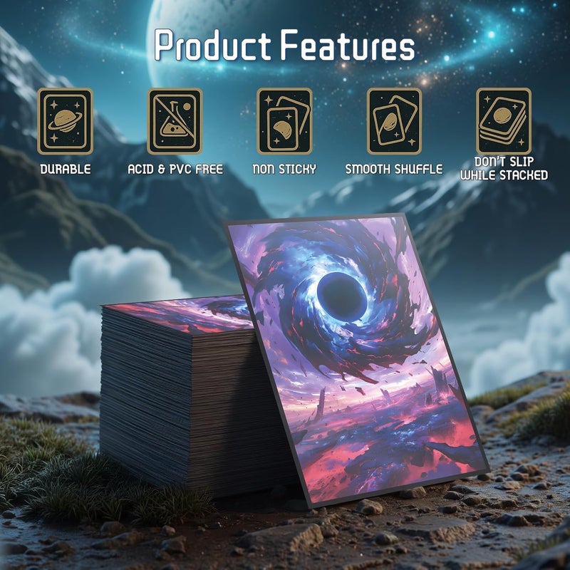 Kiiransr MTG Card Sleeves - Black Hole Damnation - Ultra Clear Front & Matte Finish Back, 100 Count Standard Size Matte Art Sleeve for Magic The Gathering - Image 5